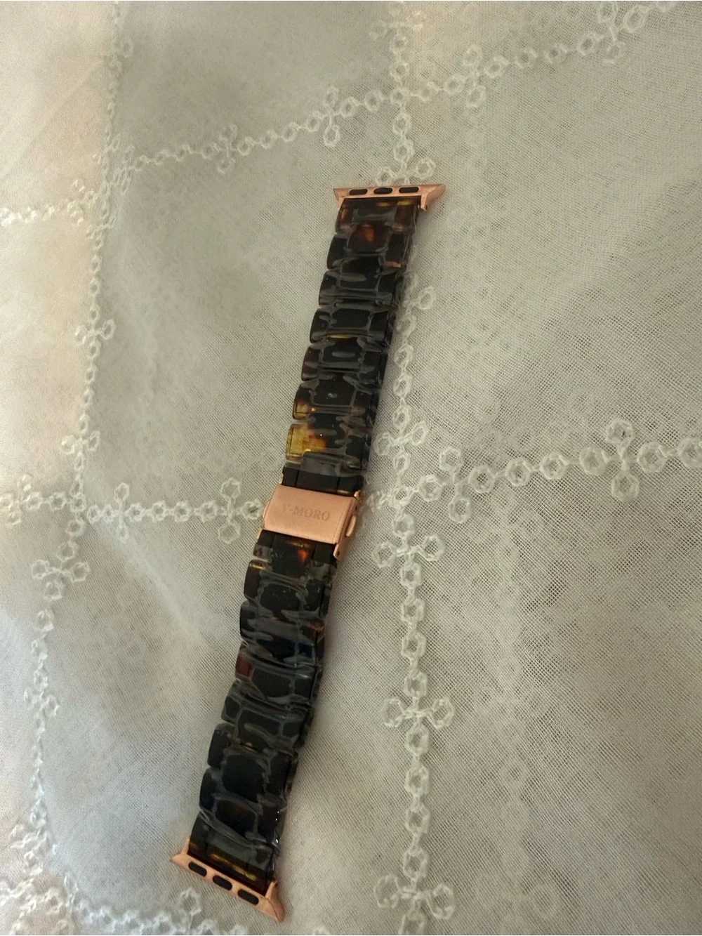 Apple Watch Tortoiseshell Resin Band with Rose Gold Clasp - Brown/Amber